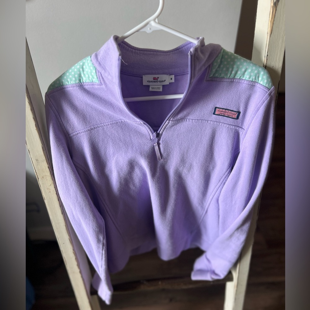 Vineyard Vines Lilac/Lavender and Teal Polka Dot Pull Over Sweater SIze M